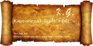Kapronczai Gyárfás névjegykártya