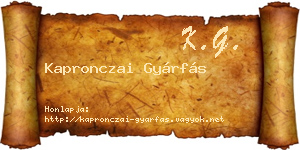 Kapronczai Gyárfás névjegykártya