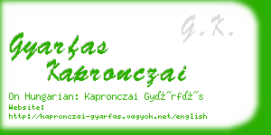 gyarfas kapronczai business card